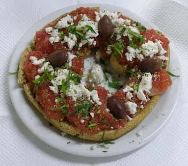 Riganatha: Grilled Bread With Tomatoes Feta Cheese And Oregano