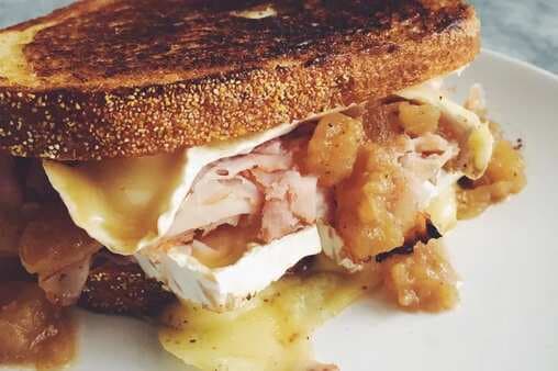 Ham And Brie Grilled Cheese With Caramelized Onion And Apple Spread