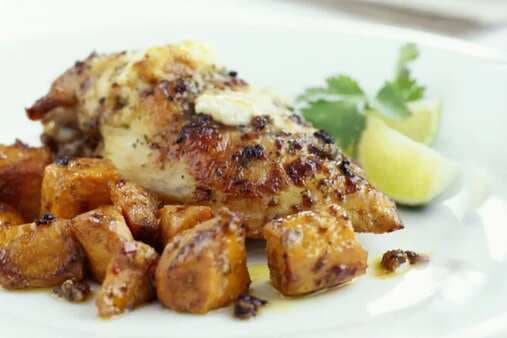 Slow Cooker Honey Barbecued Chicken With Sweet Potatoes