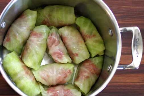 Crock Pot Hungarian Stuffed Cabbage Rolls With Sauerkraut