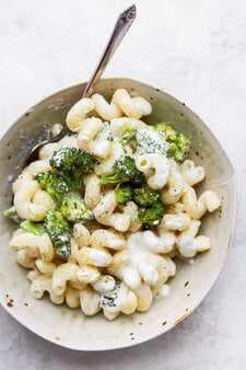 Goat Cheese Mac, Cheese And Roasted Broccoli
