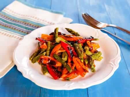 Roasted Sweet Mini Peppers And Asparagus