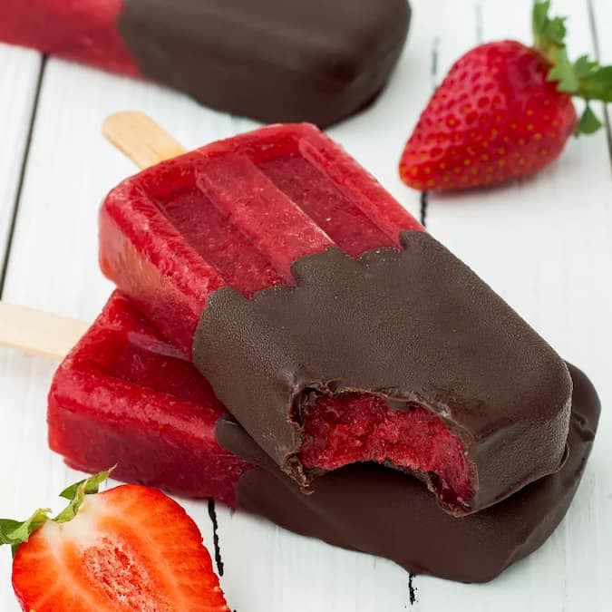 Strawberry Chocolate Popsicles