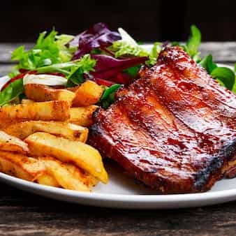 Fried Spare Ribs And Sweet Potato Chips