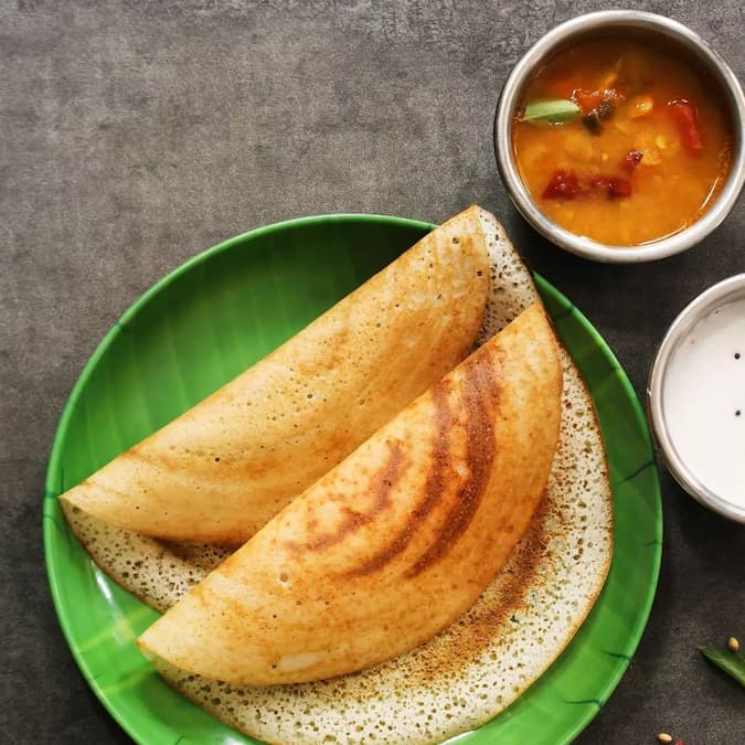 Crispy Ghee Roast Dosa With Kerala Style Sambar