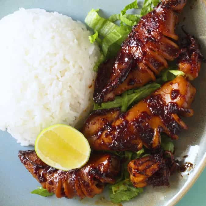 Grilled Squids In White Soy Sauce