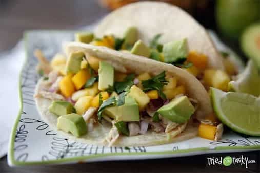 Chicken Tacos with Mango Pineapple Salsa