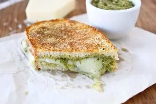 Parmesan Crusted Pesto Grilled Cheese Sandwich