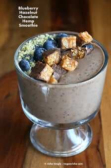 Blueberry Hazelnut Chocolate Hemp Smoothie Bowl With Chocolate Peanut Butter Cup Snack Bars