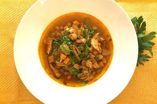 Harissa Spiced Chickpea And Chicken Soup