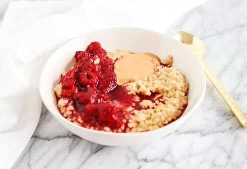 Peanut Butter And Jelly Quinoa Breakfast Bowl