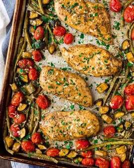 Sheet Pan Italian Chicken With Tomatoes And Vegetables