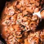 Skillet Chicken Thighs In Creamy Mushroom Pan Sauce