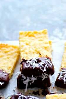 Chocolate Dipped Coconut Shortbread Bars
