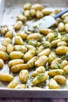 Lemon Kale Pesto Roasted Fingerling Potatoes
