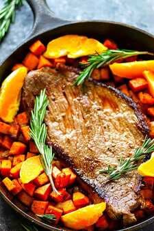 One Pan Orange Rosemary Steak and Sweet Potatoes
