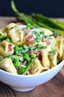 Creamy Spring Tortellini With Peas Asparagus And Bacon