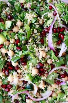 Chickpea Quinoa Salad With Spinach And Pomegranate