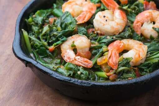 Keerai Eral: Amaranth Leaves Cooked With Prawns